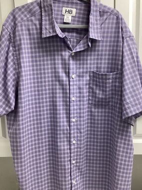 HBCali Lavender Check Short-Sleeve Button-Down Shirt